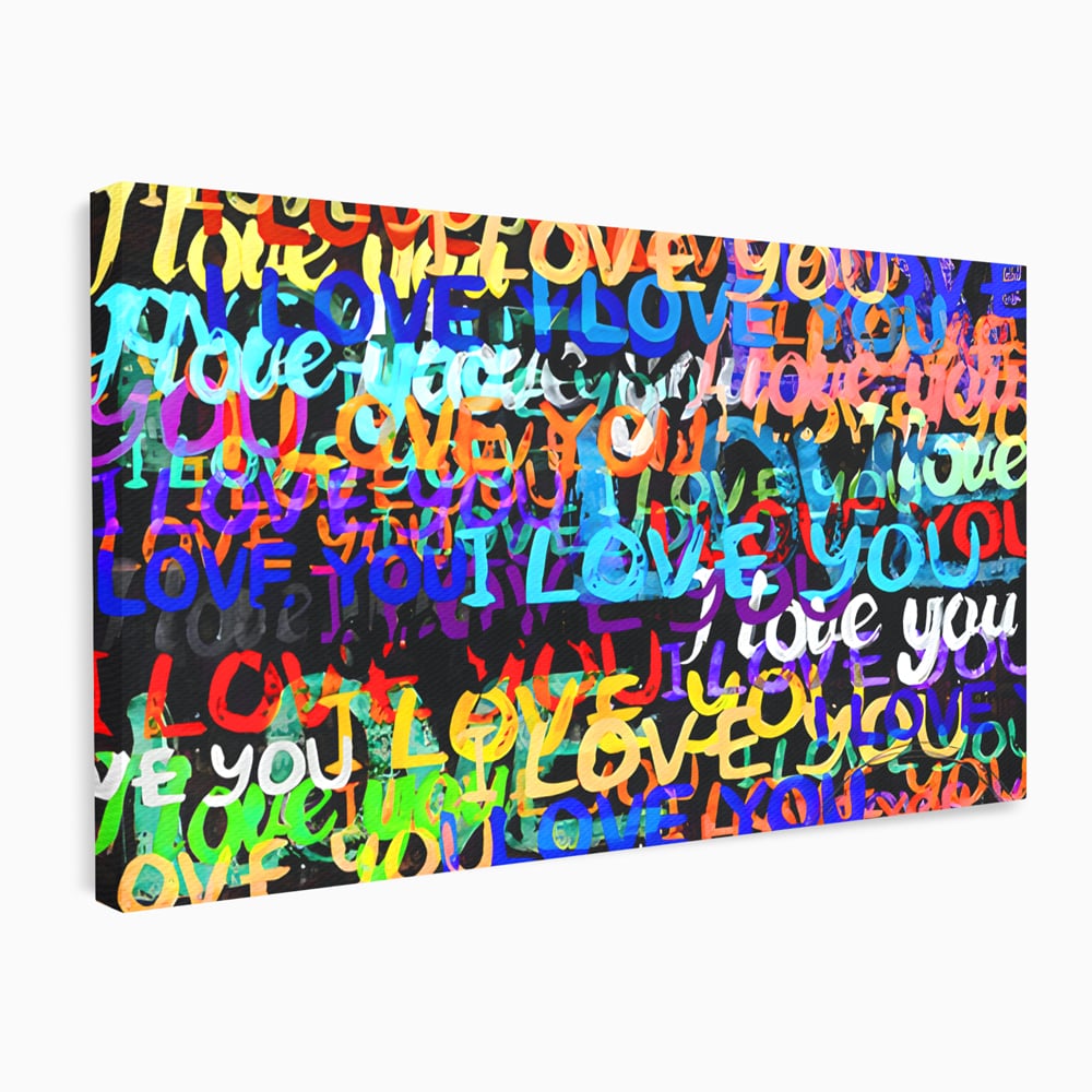 Tablou canvas cu tablou canvas cu mesaje iubire graffiti, fara rama, pe sasiu de lemn